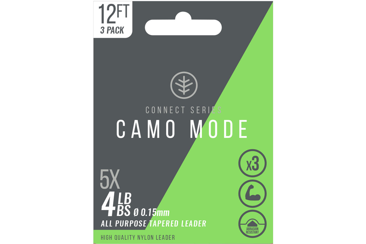 Camo Mode Tapered Leader 3X 4lb 12ft  Fly Leader Wychwood