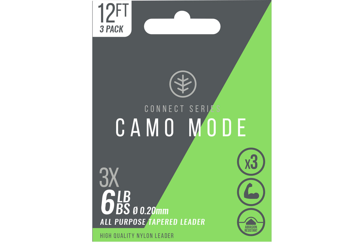 Camo Mode Tapers 3X 12ft 6lb Leader  Fly Leader Wychwood