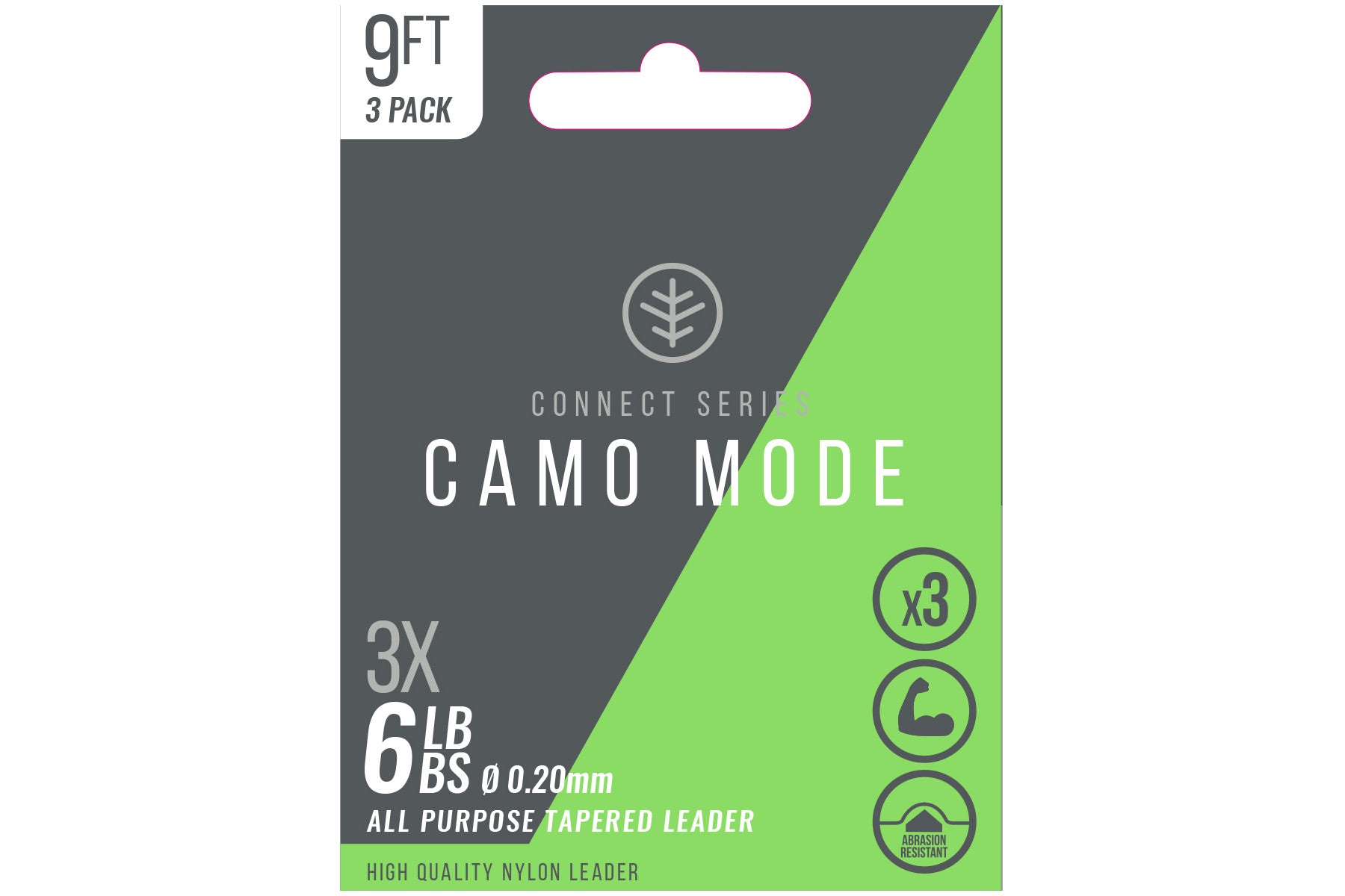 Camo Mode Tapers 3X 9ft 6lb Leader