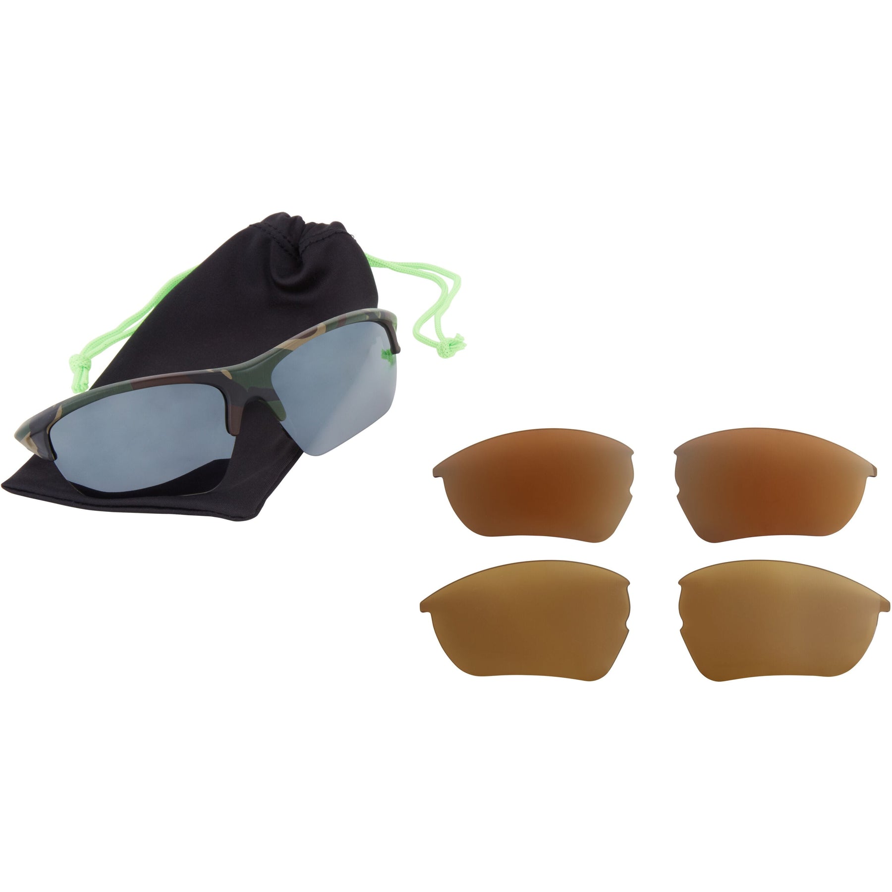 Mission Camo Sunglasses - 3 Polarised Lens Pack- Silver Mirror/ Bronze / Yellow   Wychwood