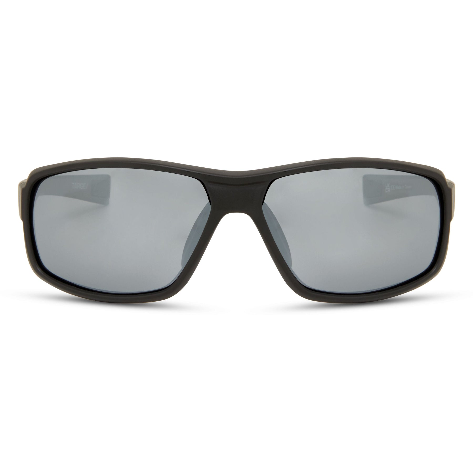Target Matt Black Sunglasses - 3 Polarised Lens Pack-Silver Mirror/Bronze/Yellow