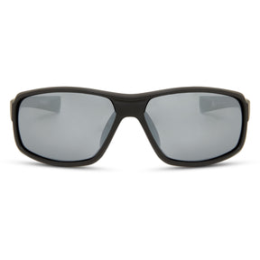 Target Matt Black Sunglasses - 3 Polarised Lens Pack-Silver Mirror/Bronze/Yellow