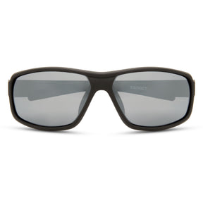 Target Matt Black Sunglasses - 3 Polarised Lens Pack-Silver Mirror/Bronze/Yellow