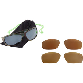 Target Camo Sunglasses - 3 Polarised Lens Pack - Silver Mirror / Bronze / Yellow
