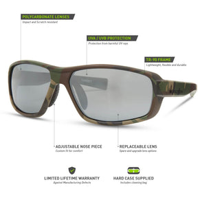 Target Camo Sunglasses - 3 Polarised Lens Pack - Silver Mirror / Bronze / Yellow   Wychwood